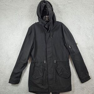 Alpha Industries Men's Black M-65 Field Jacket Military Utility Hoodie Size S